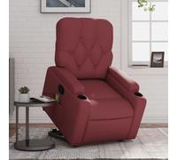 vidaXL Poltrona Alzapersone Massaggi Reclinabile Rosso Vino Similpelle