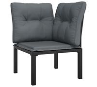 vidaXL Poltrona Angolare Giardino con Cuscini Polyrattan Nero e Grigio
