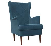 vidaXL Poltrona in velluto blu, poltrona chic accento, sedia moderna in velluto per una lettura confortevole, metallo elegante e mobili da interno durevoli