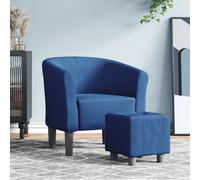 vidaXL Poltrona Cabriolet con Poggiapiedi Blu in Tessuto