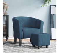 vidaXL Poltrona Cabriolet con Poggiapiedi Blu Scuro in Velluto