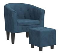 vidaXL Poltrona Cabriolet con Poggiapiedi Blu Scuro in Velluto
