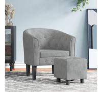 vidaXL Poltrona Cabriolet con Poggiapiedi Grigio Chiaro in Velluto
