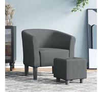 vidaXL Poltrona Cabriolet con Poggiapiedi Grigio Scuro in Tessuto