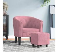 vidaXL Poltrona Cabriolet con Poggiapiedi Rosa in Velluto