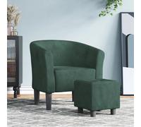 vidaXL Poltrona Cabriolet con Poggiapiedi Verde Scuro in Velluto