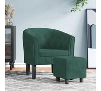 vidaXL Poltrona Cabriolet con Poggiapiedi Verde Scuro in Velluto