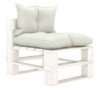 vidaXL Poltrona Centrale da Giardino Pallet con Cuscini Beige in Legno