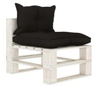 vidaXL Poltrona Centrale da Giardino Pallet con Cuscini Neri in Legno