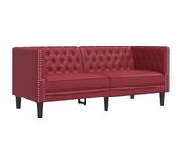 vidaXL Poltrona Chesterfield a 2 Posti Rosso Vino in Similpelle, Divano, Divano a Due posti in Similpelle, Divano a Due posti, Divano Imbottito