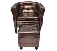 vidaXL Poltrona Chesterfield Bronzo con Poggiapiedi