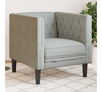 vidaXL Poltrona Chesterfield Grigio Chiaro in Velluto