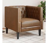 vidaXL Poltrona Chesterfield Marrone in Similpelle Scamosciata