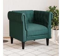 vidaXL Poltrona Chesterfield Verde Scuro in Tessuto