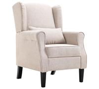 vidaXL Poltrona con Cuscino Artigianale Classica Comoda Design Elegante Seggiola Arredo Casa Telaio e Gambe in Legno Beige in Tessuto