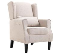 vidaXL Poltrona con Cuscino Artigianale Classica Comoda Design Elegante Seggiola Arredo Casa Telaio e Gambe in Legno Beige in Tessuto