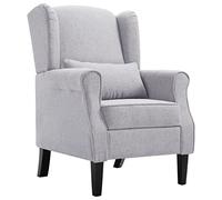 vidaXL Poltrona con Cuscino Artigianale Classica Design Elegante Seggiola Arredo Casa Telaio e Gambe in Legno Grigio Chiaro in Tessuto