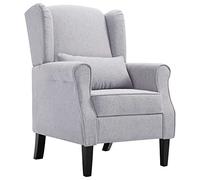 vidaXL Poltrona con Cuscino Artigianale Classica Design Elegante Seggiola Arredo Casa Telaio e Gambe in Legno Grigio Chiaro in Tessuto