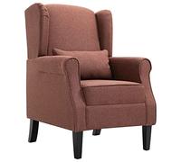 vidaXL Poltrona con Cuscino Artigianale Classica Design Elegante Seggiola Arredo Casa Telaio e Gambe in Legno Marrone in Tessuto