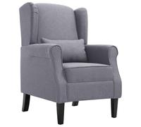 vidaXL Poltrona con Cuscino Artigianale Classica Design Elegante Seggiola Arredo Casa Telaio e Gambe in Legno Grigio Scuro in Tessuto