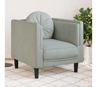 vidaXL Poltrona con Cuscino Grigio Chiaro in Velluto
