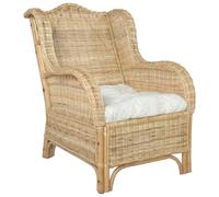 vidaXL Poltrona con Cuscino in Rattan Naturale e Lino