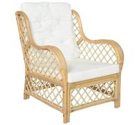 VIDAXL - Poltrona con Cuscino in Rattan Naturale e Lino 81 x 70 x 90 cm
