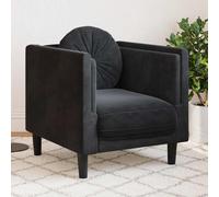 vidaXL Poltrona con Cuscino Nero in Velluto