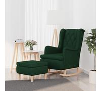 vidaXL Poltrona con Gambe a Dondolo e Sgabello Verde Scuro in Tessuto