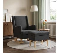 vidaXL Poltrona con Ottomano 2 pz Grigio Scuro Bouclé