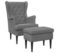 vidaXL Poltrona con Ottomano 2 pz Grigio Scuro Velluto