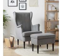 vidaXL Poltrona con Ottomano 2 pz Grigio Scuro Velluto