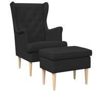 vidaXL Poltrona con Ottomano 2 pz Nero Tessuto