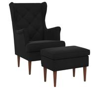 vidaXL Poltrona con Ottomano 2 pz Nero Velluto