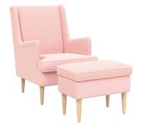 vidaXL Poltrona con Ottomano 2 pz Rosa Bouclé