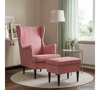 vidaXL Poltrona con Ottomano 2 pz Rosa Velluto