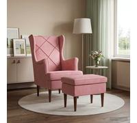 vidaXL Poltrona con Ottomano 2 pz Rosa Velluto