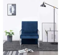 vidaXL Poltrona con Piedini Cromati Blu in Velluto