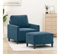 vidaXL Poltrona con Poggiapiedi Blu 60 cm in Velluto