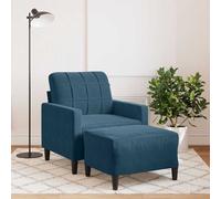 vidaXL Poltrona con Poggiapiedi Blu 60 cm in Velluto