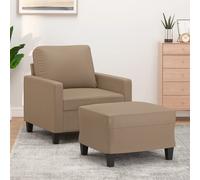 vidaXL Poltrona con Poggiapiedi Cappuccino 60 cm in Similpelle