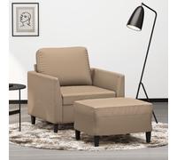 vidaXL Poltrona con Poggiapiedi Cappuccino 60 cm in Similpelle