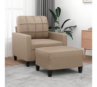 vidaXL Poltrona con Poggiapiedi Cappuccino 60 cm in Similpelle