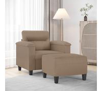 vidaXL Poltrona con Poggiapiedi Cappuccino 60 cm in Similpelle
