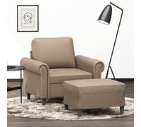 vidaXL Poltrona con Poggiapiedi Cappuccino 60 cm in Similpelle