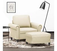 vidaXL Poltrona con Poggiapiedi Crema 60 cm in Similpelle
