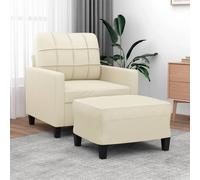 vidaXL Poltrona con Poggiapiedi Crema 60 cm in Similpelle