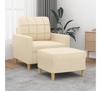 VidaXL Poltrona con Poggiapiedi Crema 60 cm in Tessuto