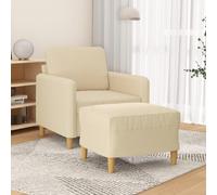 vidaXL Poltrona con Poggiapiedi Crema 60 cm in Tessuto