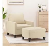 vidaXL Poltrona con Poggiapiedi Crema 60 cm in Tessuto